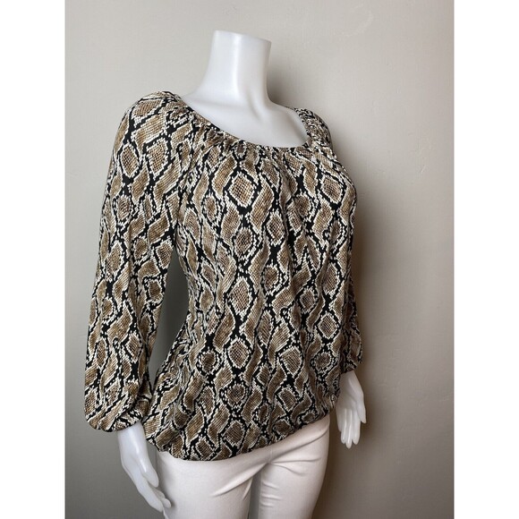 F. Michael Kors Top Size L Print Multicolor Long Sleeve Round Neck NWT $64 - Picture 2 of 11